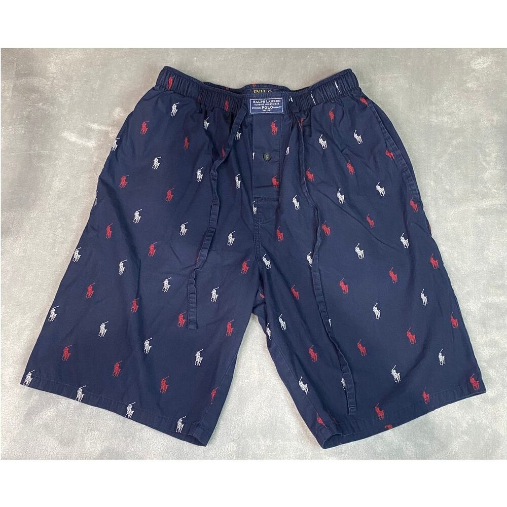 Polo Ralph Lauren Classic Underwear Navy Blue Cotton Sleep Shorts Pony Mens S